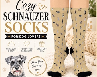 Schnauzer Dog Socks, Cushioned Unisex Crew Socks, Schnauzer Lover Gift