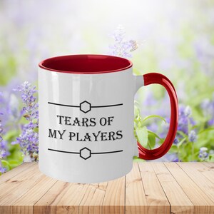 Funny Dungeon Master Mug – Tears of My Players Coffee Cup for D&D Fans, RPG Game Night Gift, DM Humor Mug with Custom Name Option