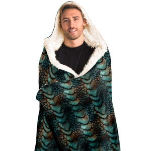 Dragon Scale Hooded Blanket – Sherpa Fleece Snuggle Wrap image 6