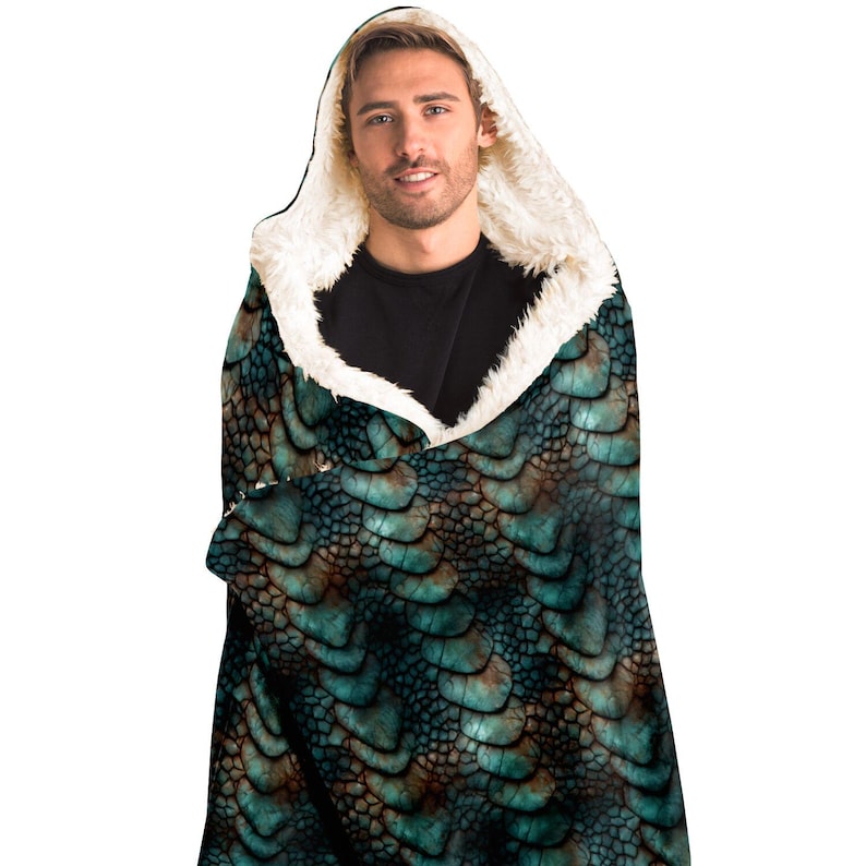 Dragon Scale Hooded Blanket – Sherpa Fleece Snuggle Wrap image 6