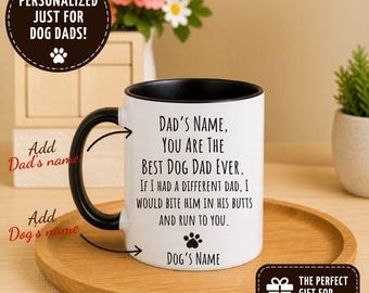 Personalized Dog Dad Mug with Custom Names, Funny Dog Dad Gift, Gift for Dog Dad, Father's Day Dog Dad Mug, Pet Lover Gift