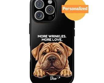 Personalized Shar Pei Phone Case, Custom Name & Quote, Peeking Dog Case for iPhone and Samsung
