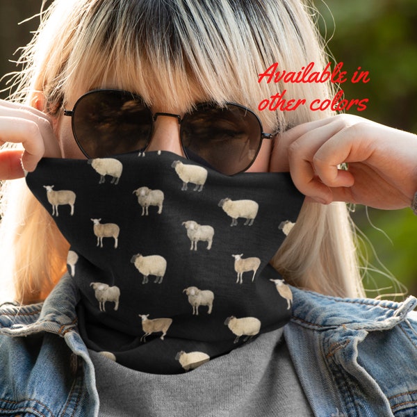 Sheep Print Neck Gaiter, Sun Guard, Reusable Scarf Snood Tube, Sheep Lover Gift, Sports and Fitness Face Covering