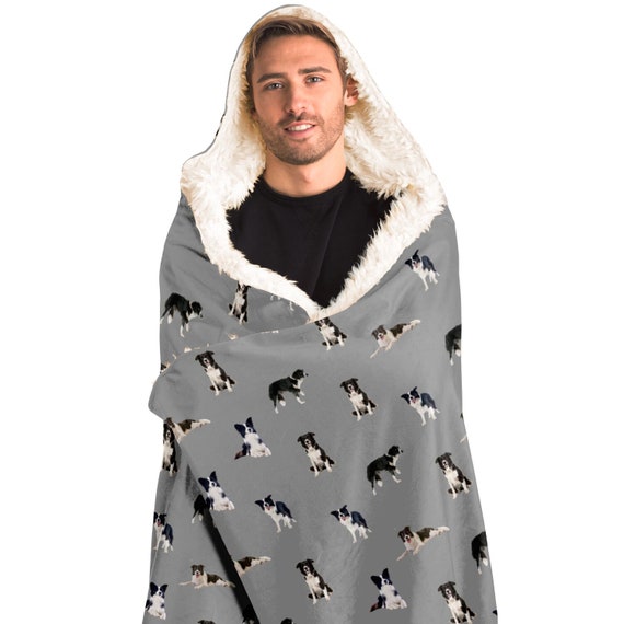 Border Collie Hooded Blanket Border Collie Hooded Blanket