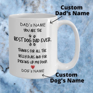 Personalized Best Dog Dad Mug - Custom Name Gift from Dog - Funny Dog Lover Coffee Cup for Dog Dads, Father’s Day, Birthday, Christmas