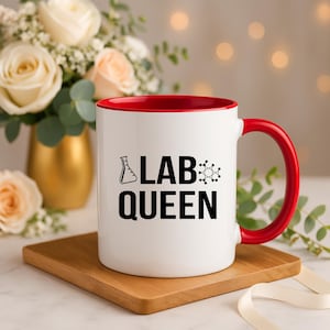 Lab Queen Coffee Mug – Funny Laboratory Technician Gift for Women, Science Mug for Lab Techs, STEM Accent Mug for Coworkers or Friends