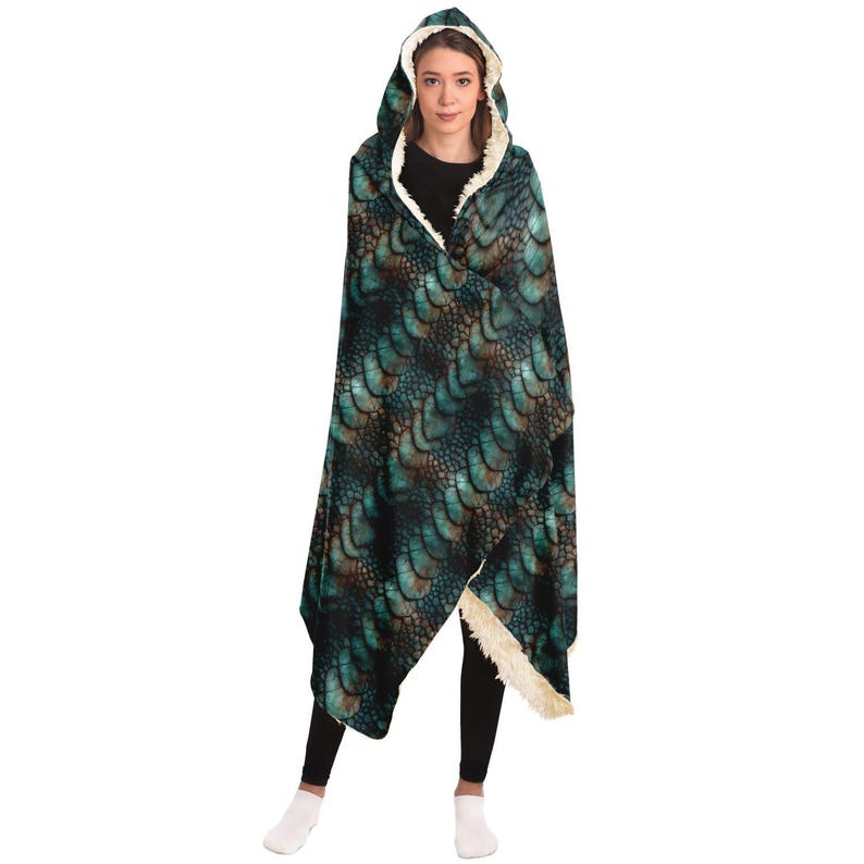 Dragon Scale Hooded Blanket – Sherpa Fleece Snuggle Wrap image 4