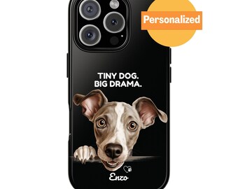 Personalized Italian Greyhound Phone Case, Custom Dog Name & Quote, Peeking Iggy Gift