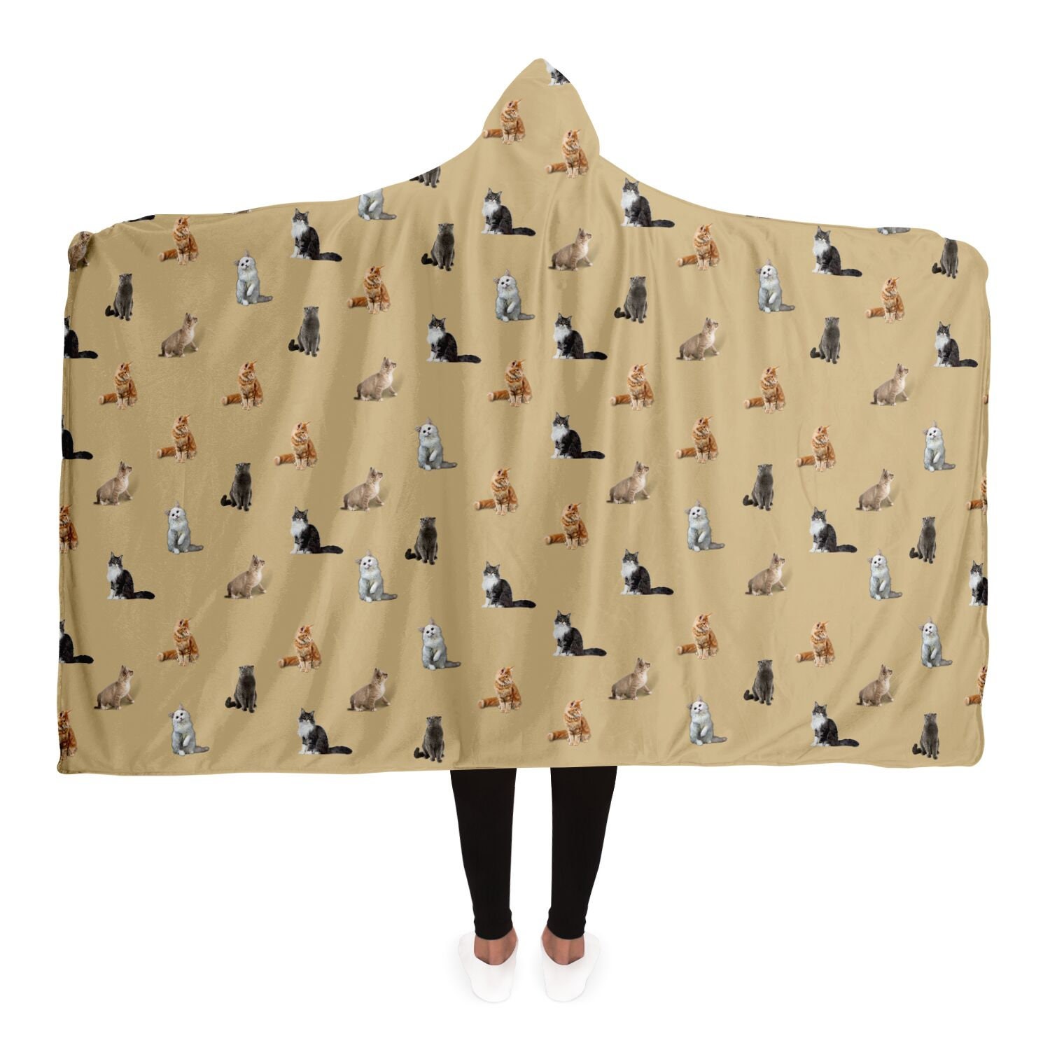 Discover 可愛い猫ちゃん フード付きブランケット 猫 動物 Cute Kawaii Cat Hooded Blanket