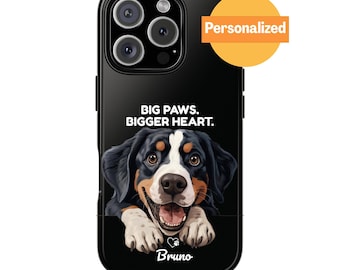 Personalized Greater Swiss Mountain Dog Phone Case, Custom Dog Name & Quote, Peeking Swissy Gift