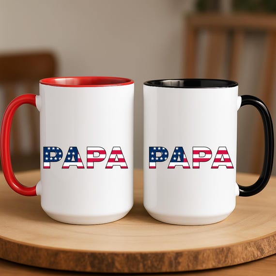 Papa American Flag Coffee Mug: Patriotic Dad Gift, Custom Name - Etsy