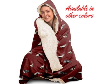 Skunk Print Blanket Hoodie: Sherpa or Microfleece Hooded Blanket, Adult & Youth Sizes
