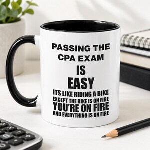 CPA Prüfungsbecher, Buchhalter Kaffeetasse, Buchhalter Geschenk, Bike on Fire Prüfungsvorbereitung Humor