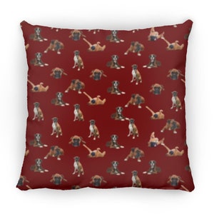 Boxer Throw Pillow, Boxer Dog Lovers Gift, All Over Print Boxer Pillow, Pet Lovers Gift Idea, Boxer Dog Pillow Home Decor, Birthday Mom Gift Maroon