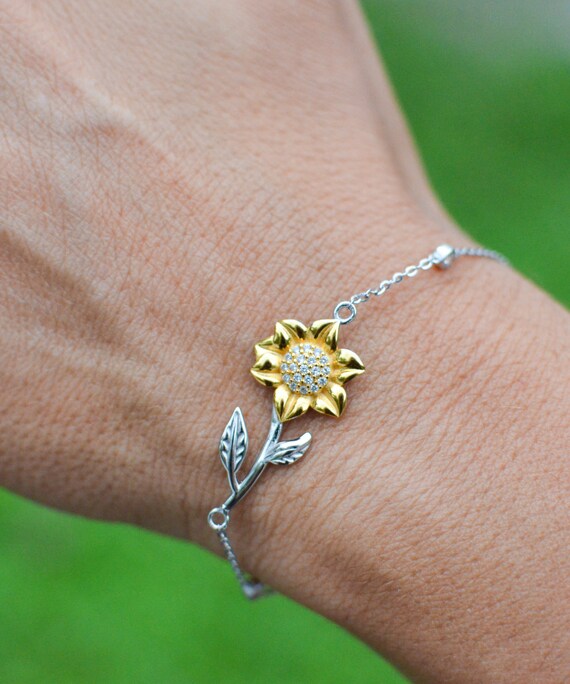 Sterling silver sunflower bracelet sale