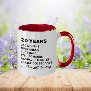20 Years Of Love Mug - 20th Wedding Anniversary, 20th Anniversary Gifts For Husband, Gift For Wife 20 Years Of Marriage, Milestone Gift
