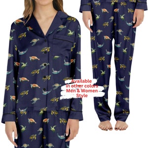 Meeresschildkröte Pyjama Set für Frauen und Männer, Nachtwäsche Geschenk, Loungewear für sie, für ihn, bequeme Paare Pyjamas