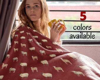 Coperta con stampa di pecora domestica: soffice coperta in pile o in visone Sherpa