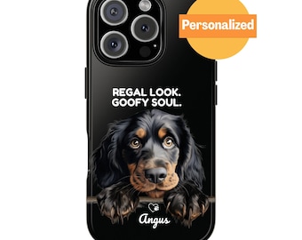 Personalized Gordon Setter Phone Case, Custom Dog Name & Quote, Black and Tan Dog Art