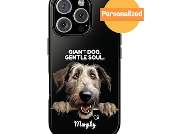 Personalized Irish Wolfhound Phone Case, Custom Dog Name & Quote, Peeking Wolfhound Gift