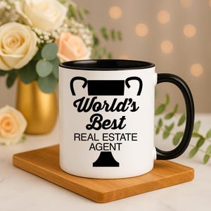 Funny Realtor Gift - World’s Best Real Estate Agent Mug, Office Coffee Cup for Real Estate Agents, Appreciation Gift for Realtor