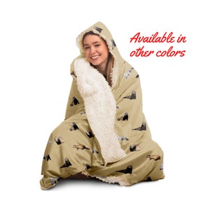 Manta con capucha y estampado de hurón: manta de forro polar sherpa con capucha para adultos y jóvenes