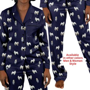 Amerikanischer Eskimohund Pyjama Set für Frauen und Männer, Nachtwäsche Hundeliebhaber Geschenk, Hunde Loungewear für sie, für ihn, bequeme Paare Pyjamas