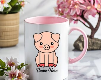 Spersonalizowany kubek ze świnią – Kawaii Farm Animal Coffee Cup