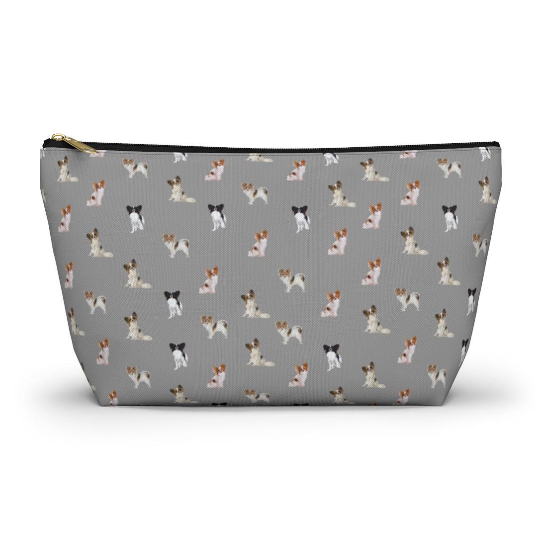 パピヨン犬用アクセサリーポーチ：蝶耳犬用トラベルバッグ、コスメ