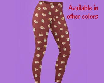 Pomeranian Dog Pattern Leggings: Women's Yoga Workout Pants