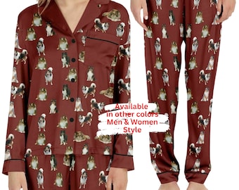 Shetland Sheepdog Satin Pajama Set: Sheltie Loungewear Gift