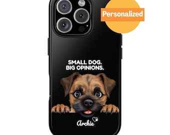 Personalized Border Terrier Phone Case, Custom Dog Name & Quote, Peeking Terrier Gift