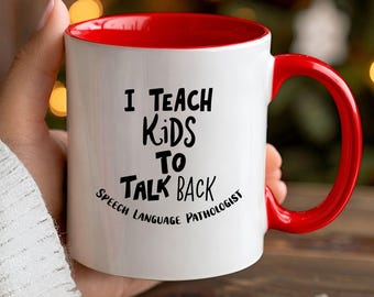 Taza para logopeda, Enseño a los niños a responder, Regalo divertido para logopedas, Regalo para patólogos del habla y el lenguaje