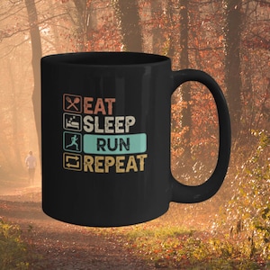 Running Mug Runners Gift - Eat Sleep Run Repeat, Parkrun Coaster Park Run Gift, Running Gifts
