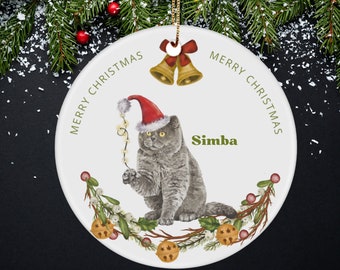 Personalized British Shorthair Cat Christmas Ornament, Cat 1st Xmas, Cat Remembrance Gift, Cat Lover's Decoration