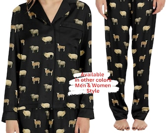 Domestic Sheep Pajama Set For Women And Men, Sleepwear Gift, Loungewear For Her,  For him, Comfy Couples Pyjamas