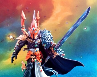 O Visarca, campeão de Ynnead, o campeão escolhido por Yvraine - Warhammer 40k - montado e pintado com maestria.