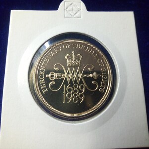 Emissione commemorativa: moneta da due sterline per il 300° anniversario 1689-1989, terzo centenario della Carta dei diritti, non circolata, PROOF
