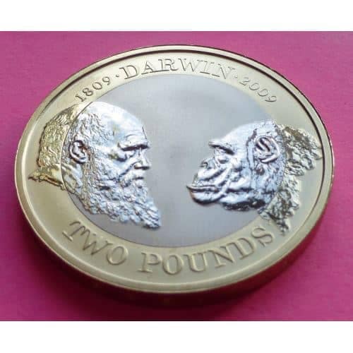 イギリス　2ポンドバイメタルピエフォー銀貨（チャールズ・ダーウィン）2009年 チャールズ・ダーウィン 2ポンド硬貨 - Etsy 日本