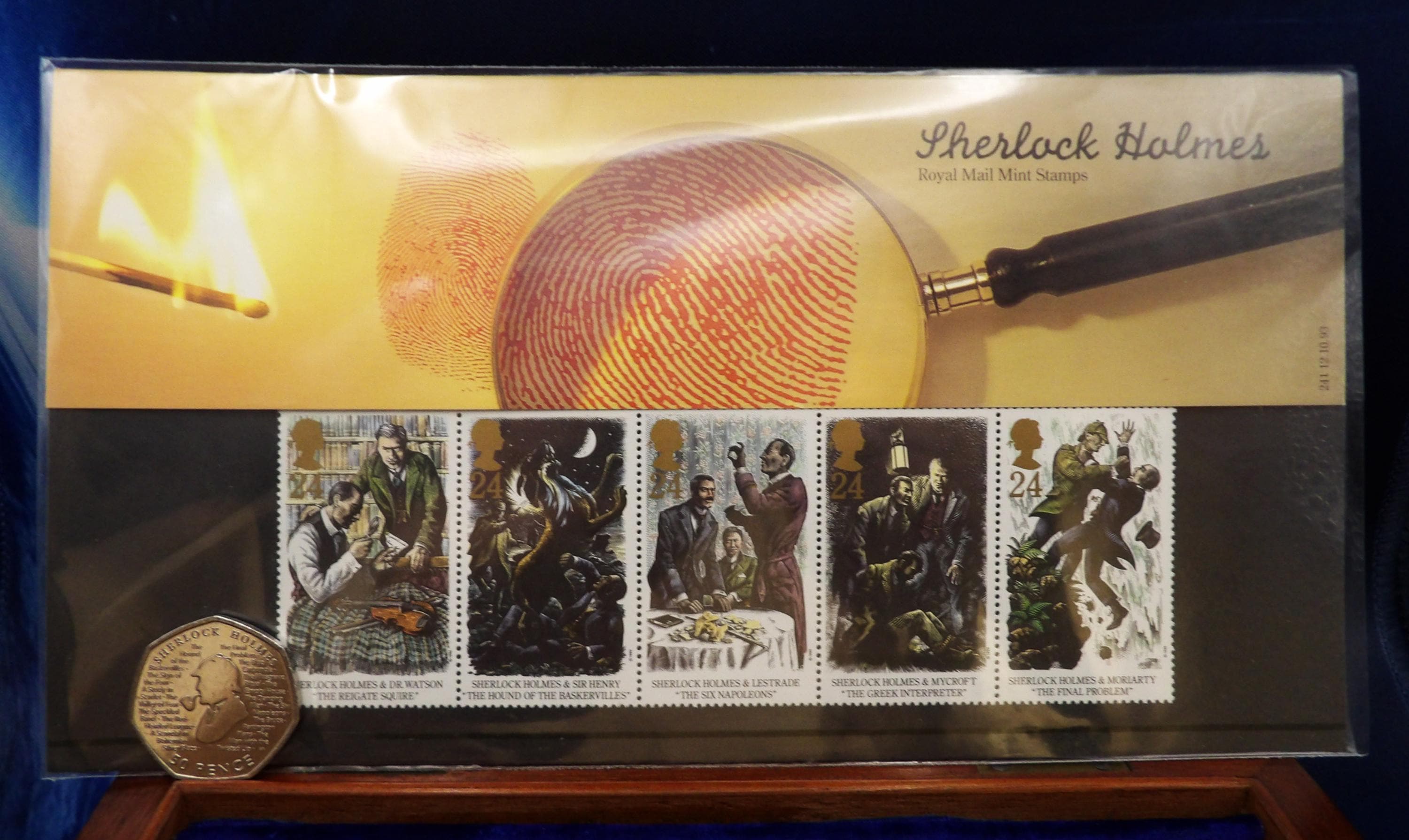 【即購入OK】美品 シャーロック英国ロイヤルメール10周年記念外国切手3点セット シャーロック・ホームズ記念コイン＆切手セット：2019年発行50ペンス
