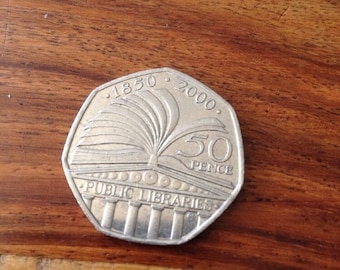 50p 2000 Bibliotecas Públicas 1850-2000 cinquenta centavos