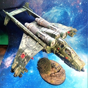 Wh40k  Astra Militarum Imperial Guard Valkyrie flyer Painted with mini diorama base .expertly assembled and  painted