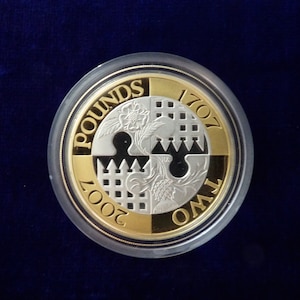 2007 Act of Union Two Pound Coin Set: Silver Proof & Circulated Edition.