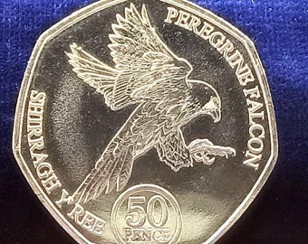 50 pence - Isle Of Man Peregrine Falcon - Uncirculated