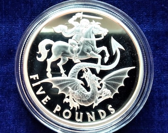 Moneda de plata San Jorge y Dragón: Corona Proof Tristán da Cunha 2020.