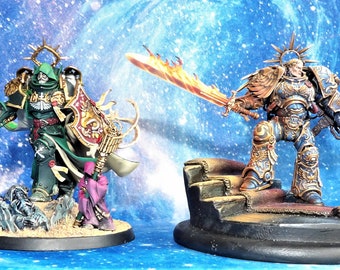 Defenders of the Imperium pair : wh40k primarchs Lion El'Jonson and Roboute Guilliman Imperial regent conversion (with  stamp set gift)
