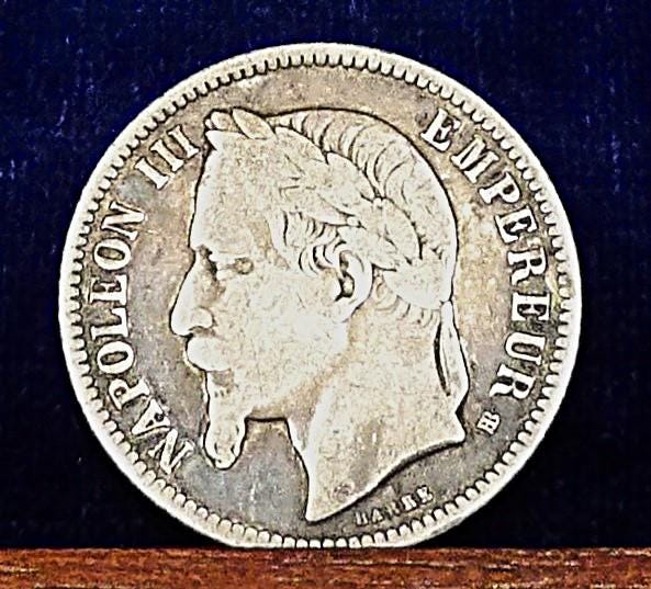1866 年フランス 1 フラン銀貨 - ナポレオン 3 世アンティーク