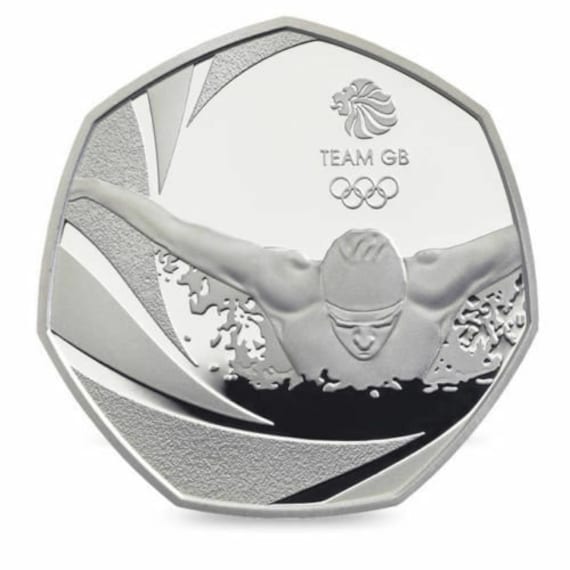 Rio Olympics 50p Coin Swimming Aquatics 2016 Team GB Etsy