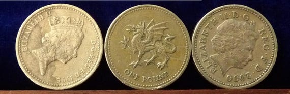 Wales Dragon One Pound (old) Coin Circulated - Etsy