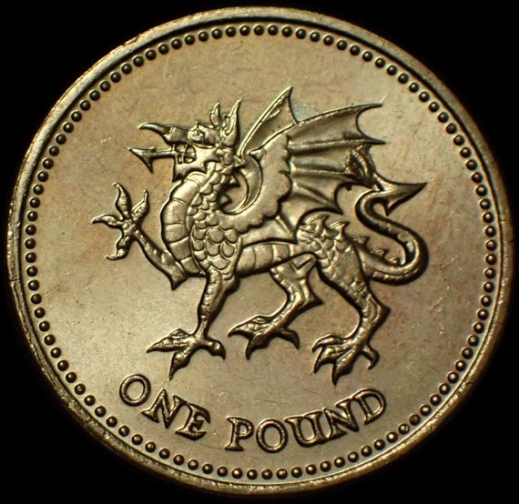 Wales Dragon One Pound (old) Coin Circulated - Etsy